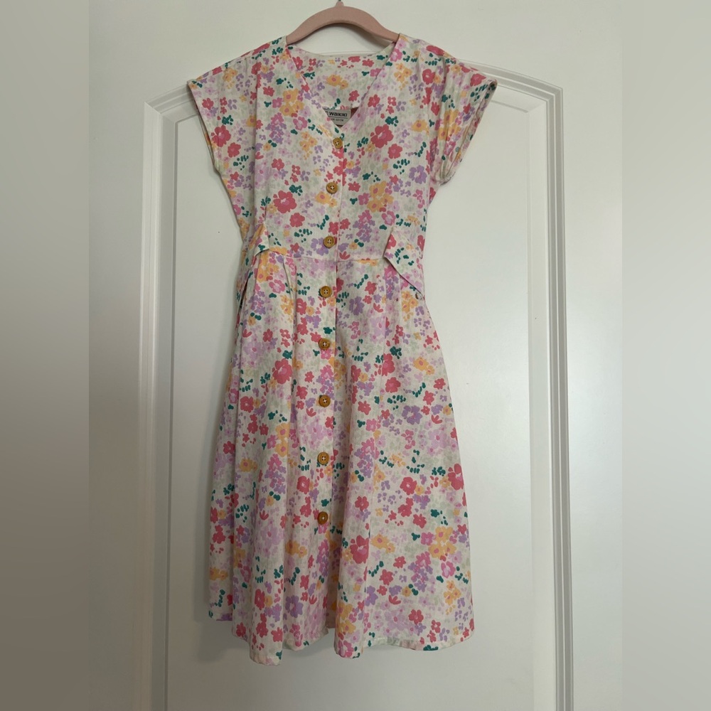 Pink and Purple V-Neck Dress with Cap Dolman Sleeves Made in Turkey 100% Cotton